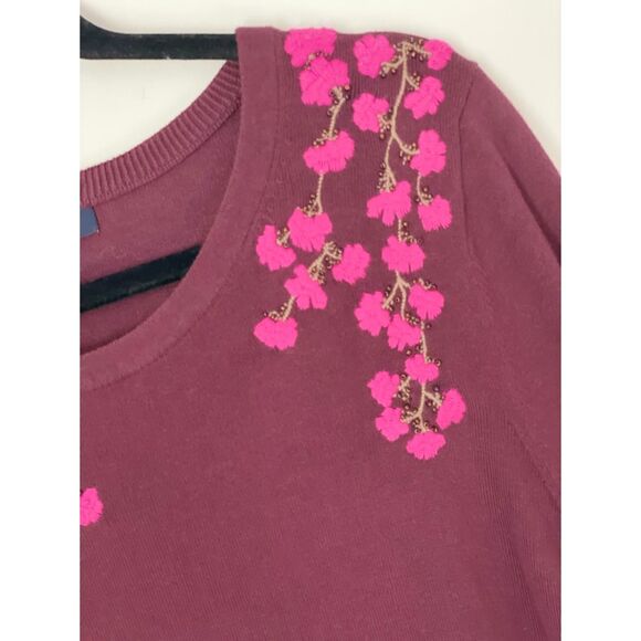 Lands'End Floral Embroidered Crewneck Sweater Size Large g28 - Picture 4 of 16